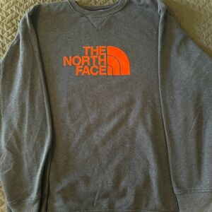 The North Face Gray and Orange Crewneck Sweater